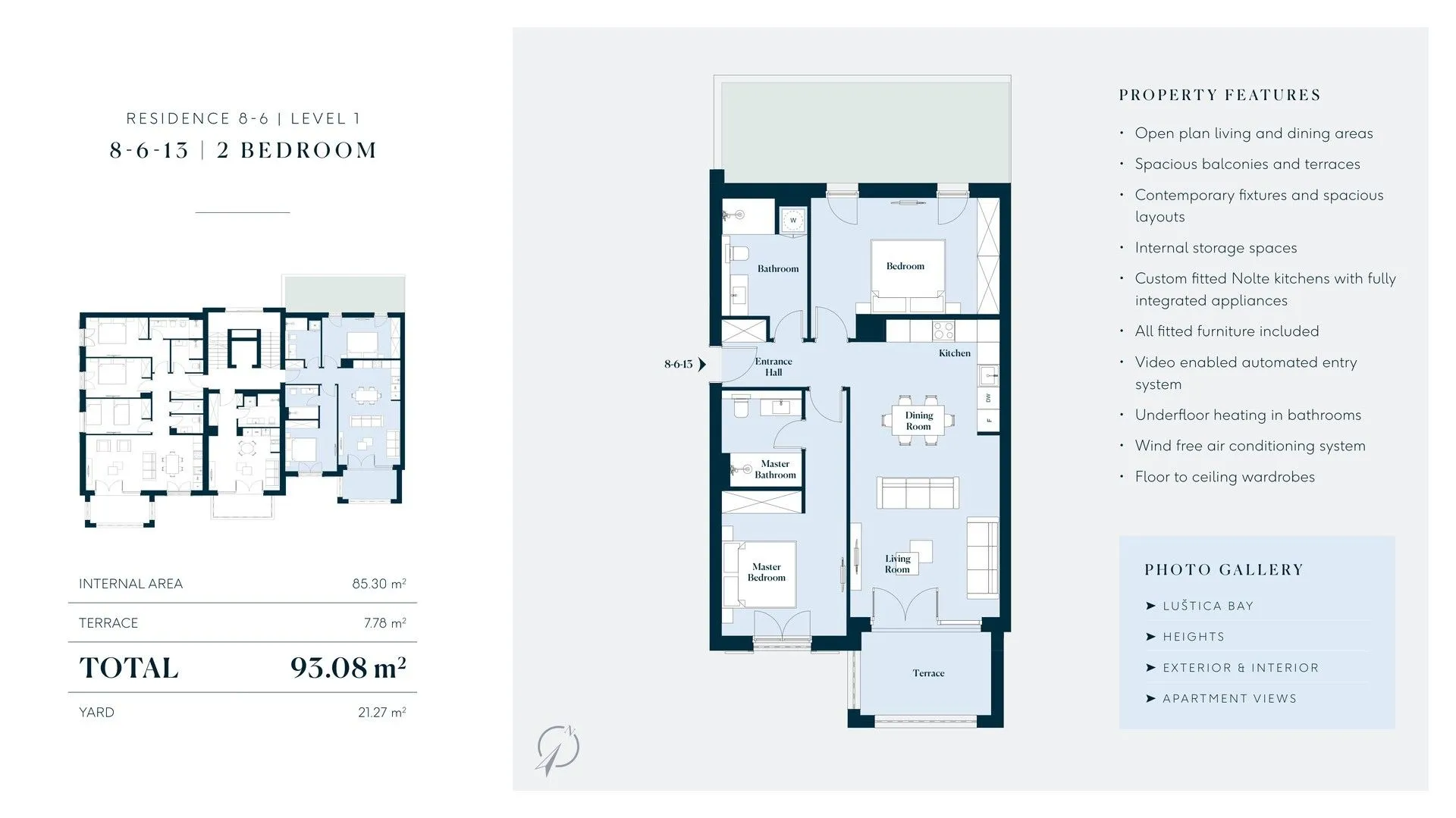 Prodaja, dvosoban stan, 93m², Luštica Bay, Tivat