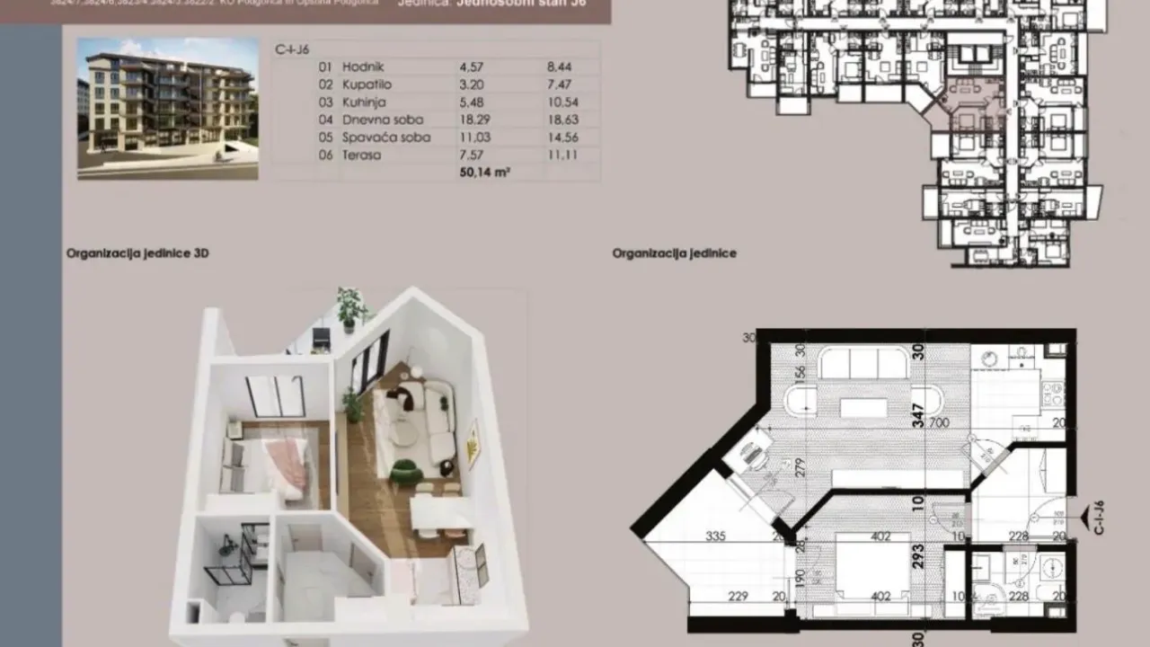 Sale, one bedroom apartment, 50m², Zabjelo, Podgorica
