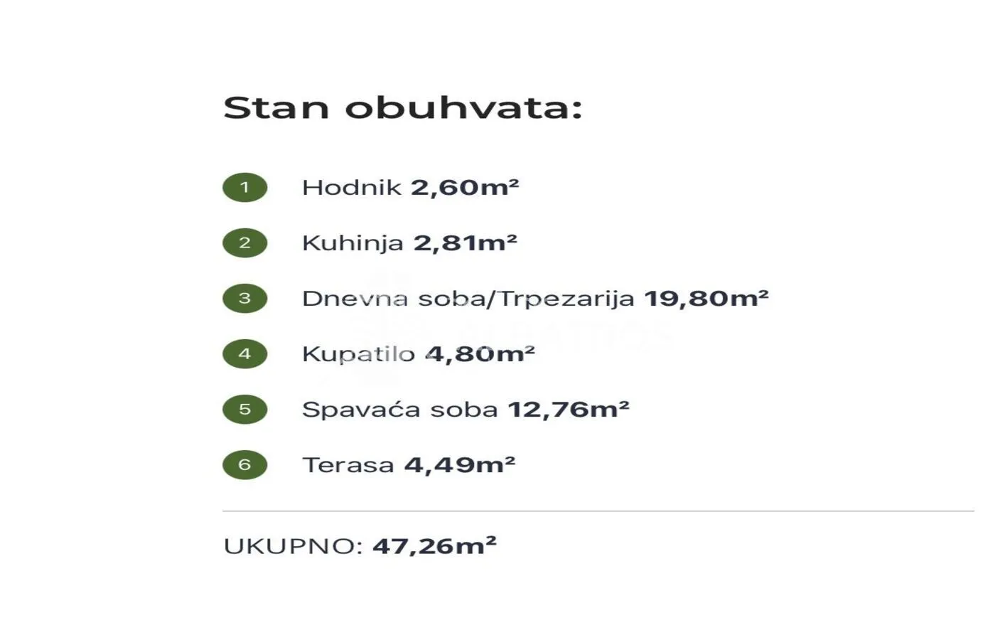 Sale, one bedroom apartment, 47m², Šušanj, Bar
