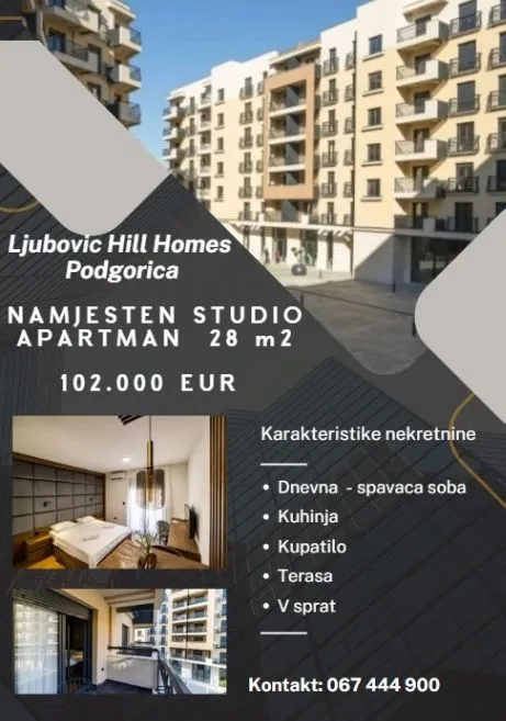 Prodaja, garsonjera, 28m², Ljubović, Podgorica