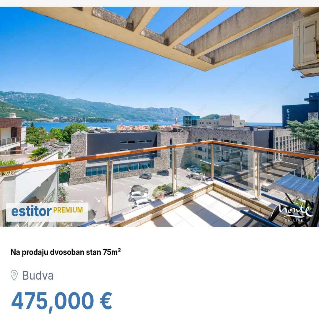 Prodaja, dvosoban stan, 75m², Budva, Crna Gora