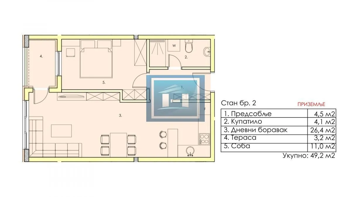 Sale, one bedroom apartment, 49m², Jagodina, Srbija