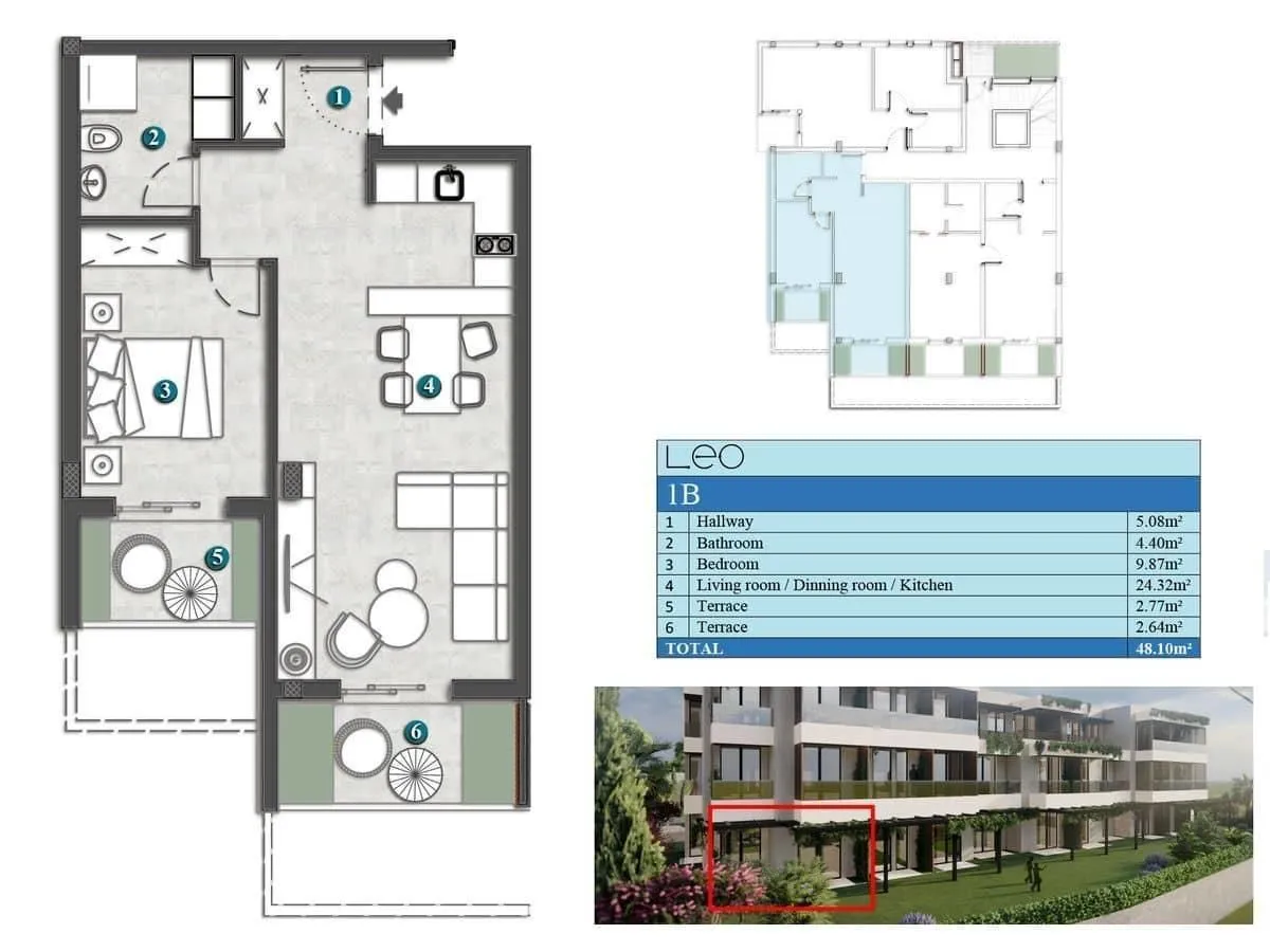 Prodaja, jednosoban stan, 64m², Kumbor, Herceg Novi