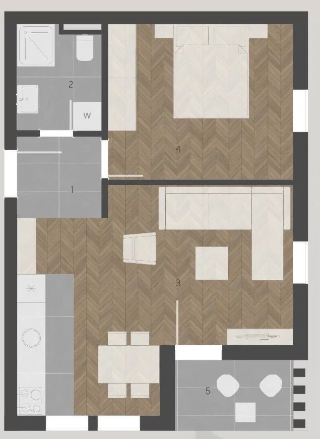 Sale, one bedroom apartment, 47m², Centar, Bar - Floor plan
