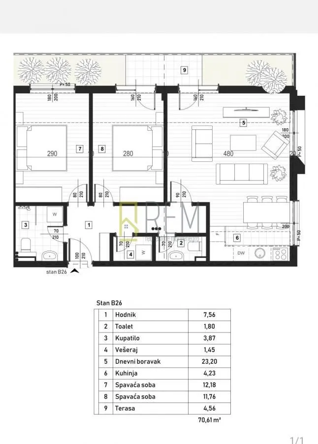 Prodaja, dvosoban stan, 61m², Zagorič, Podgorica