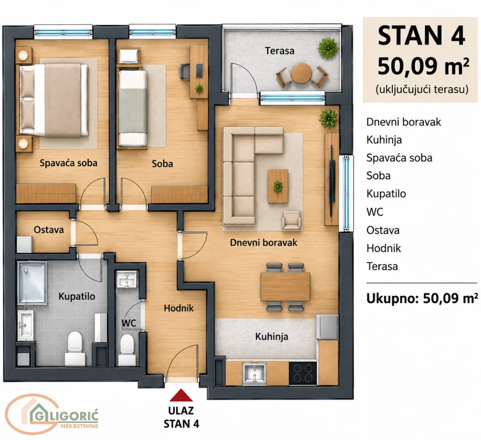 Sale, two bedroom apartment, 50m², Đeram Pijaca, Beograd