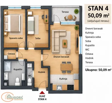 Sale, two bedroom apartment, 50m², Đeram Pijaca, Beograd - image 3