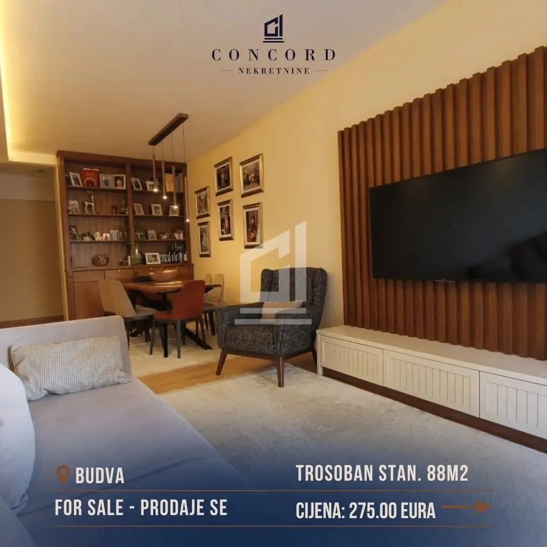 Prodaja, trosoban stan, 88m², Budva, Crna Gora