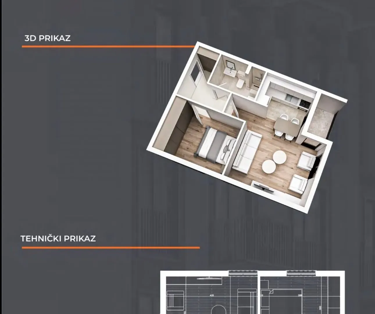 Prodaja, jednosoban stan, 46m², Stari Aerodrom, Podgorica