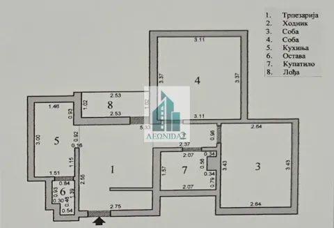 Floor plan showing the layout of rooms and dimensions. - image 8