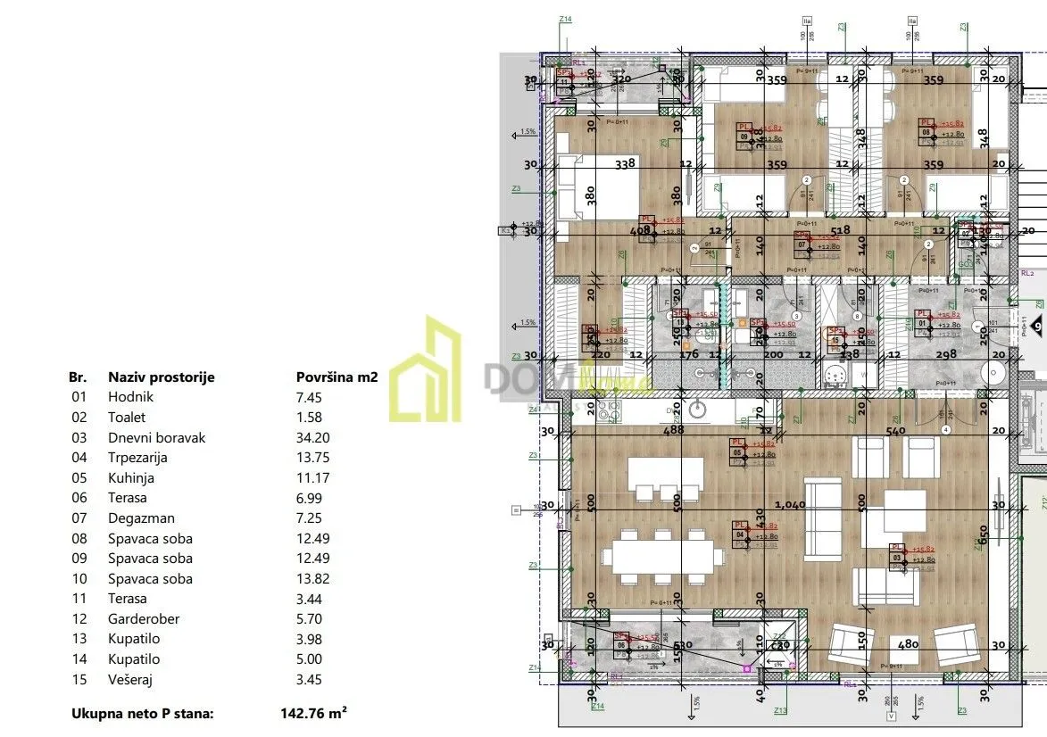 Rent, three bedroom apartment, 143m², Centar, Podgorica