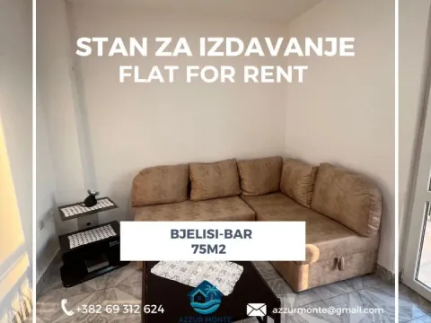 Izdavanje, stan, 75m², Bjeliši, Bar