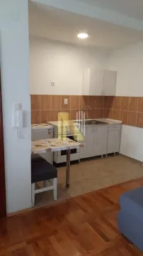 Manja kuhinja sa elementima i trpezarijskim stolom povezana sa dnevnim boravkom. - image 14