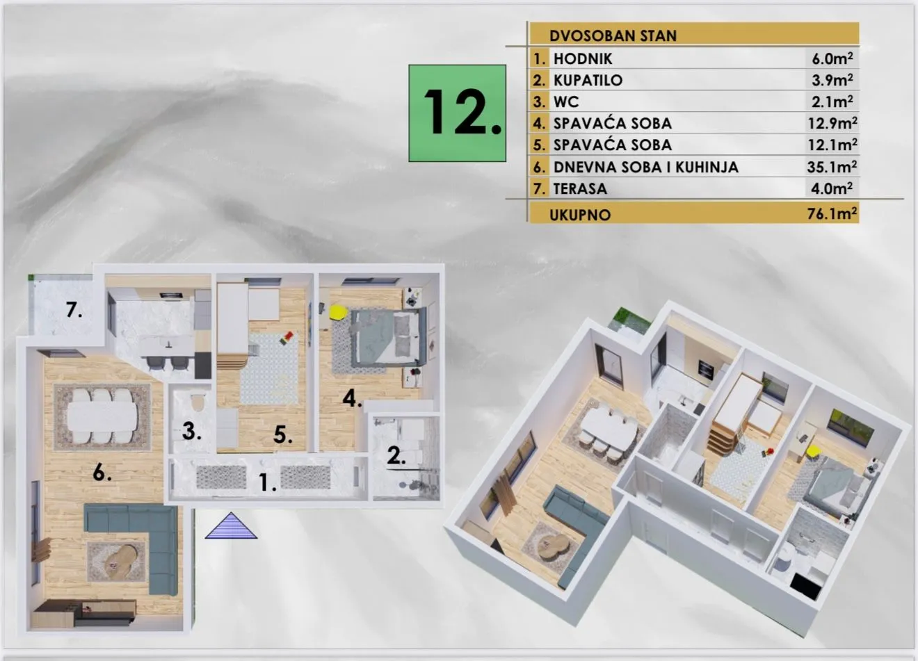Sale, two bedroom apartment, 70m², Ilino, Bar