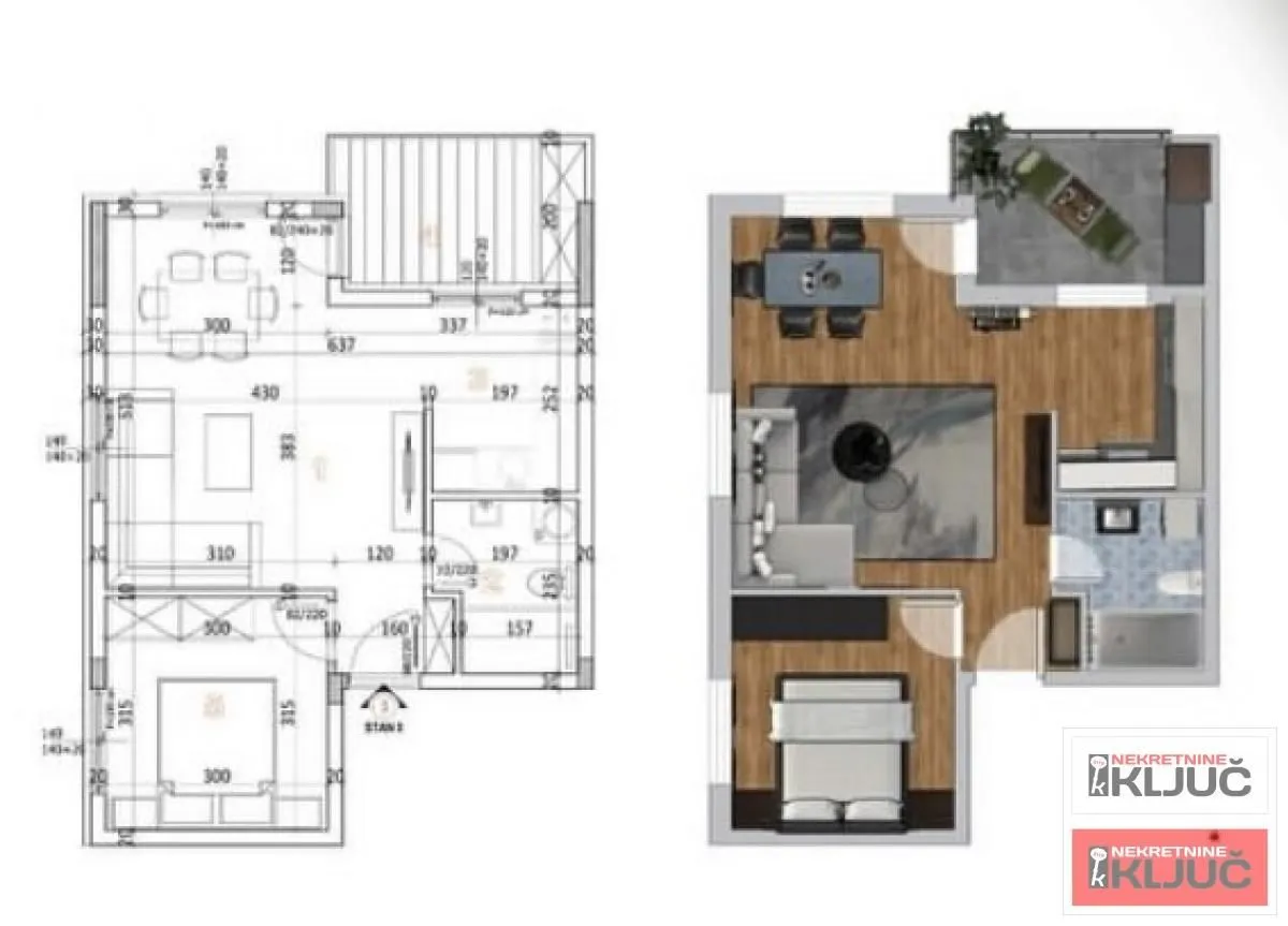 Sale, two bedroom apartment, 48m², Adice, Novi Sad Sve Podlokacije