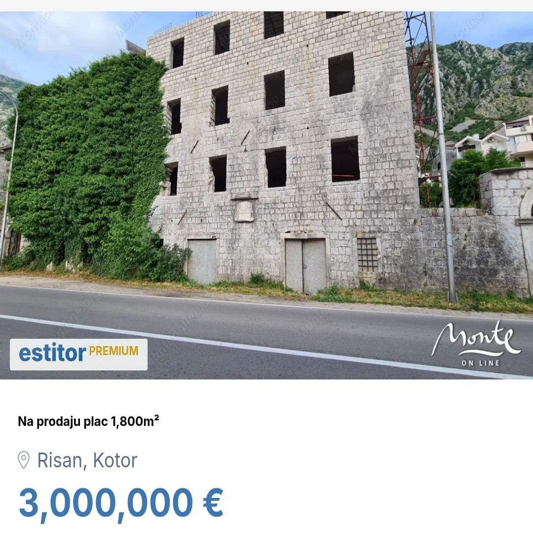 Sale, land lot, 1800m², Risan, Kotor