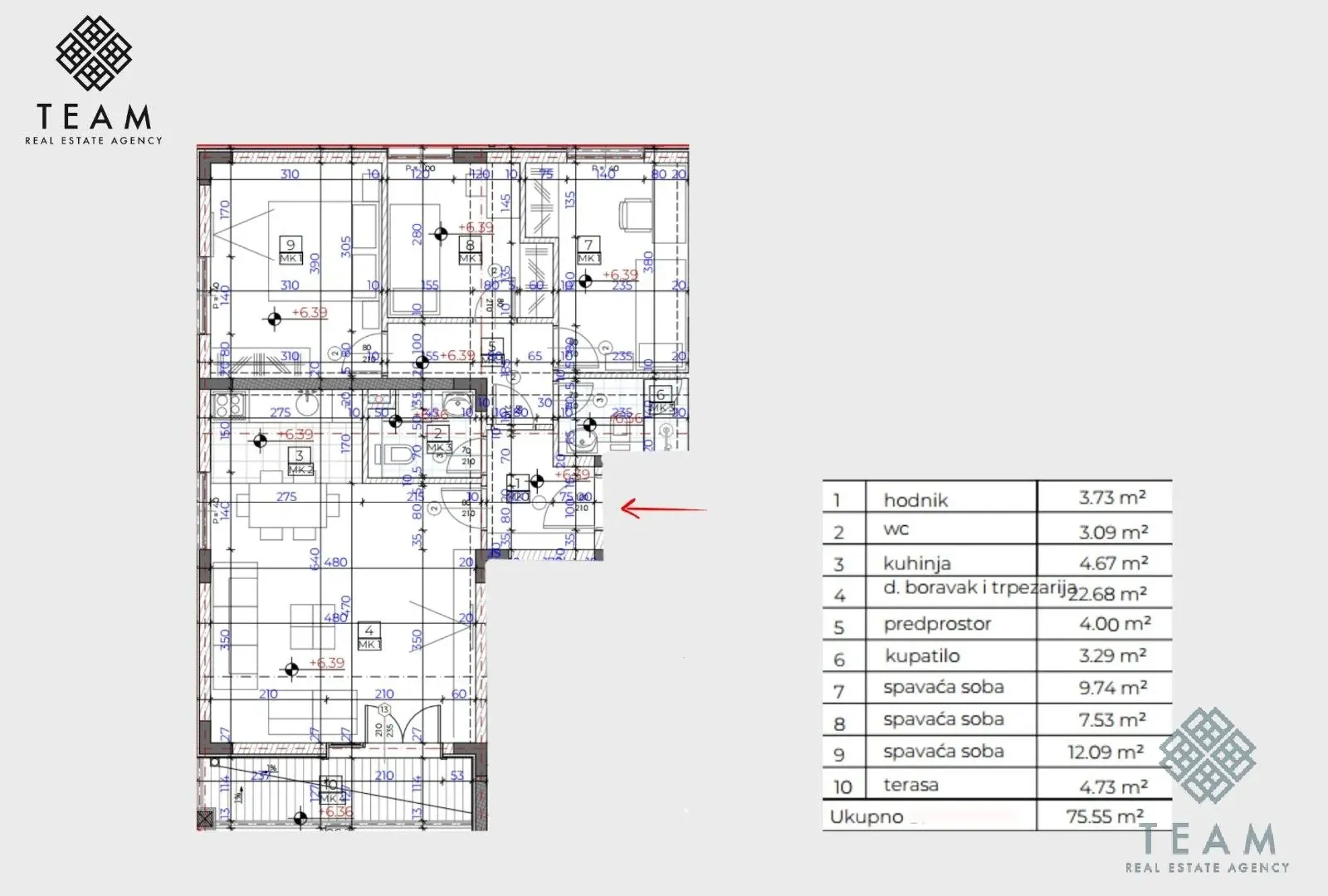 Prodaja, trosoban stan, 76m², Donja Lastva, Tivat