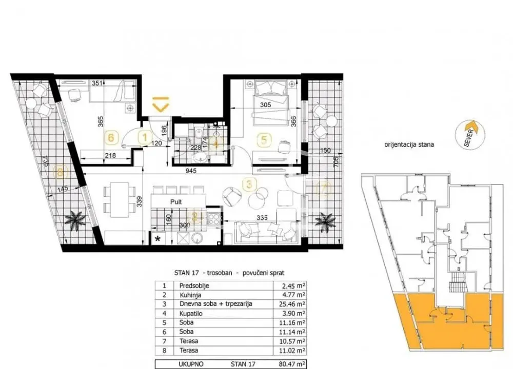 Prodaja, trosoban stan, 80m², Cerak, Beograd