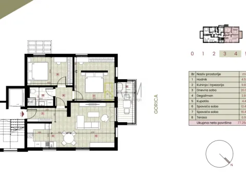 Sale, two bedroom apartment, 77m², Gorica C, Podgorica - image 6