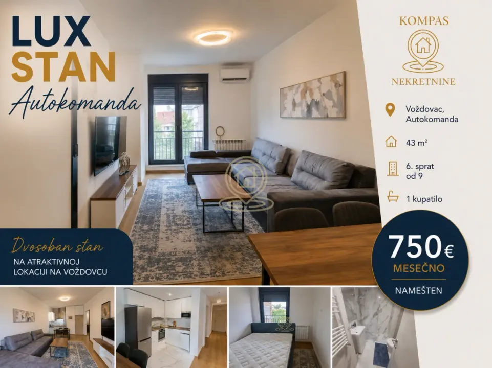 Rent, two bedroom apartment, 43m², Autokomanda, Voždovac Sve Podlokacije