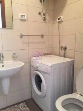 Kupatilo opremljeno umivaonikom, vc šoljom i veš mašinom. - image 8