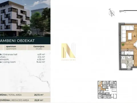 Prodaja, garsonjera, 26m², Detelinara, Novi Sad Sve Podlokacije