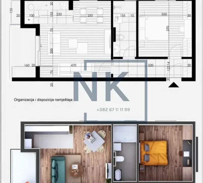 Sale, one bedroom apartment, 55m², Momišići, Podgorica