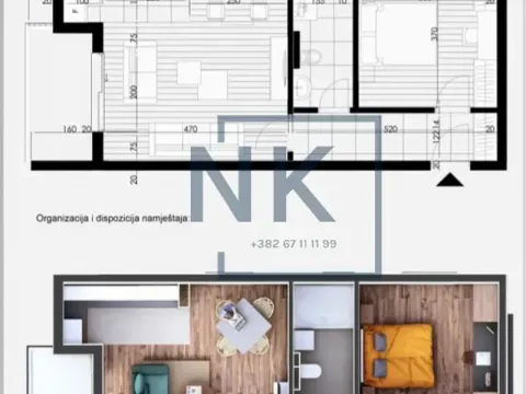 Prodaja, jednosoban stan, 55m², Momišići, Podgorica