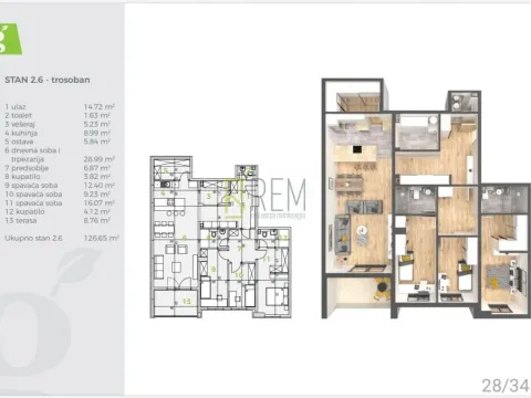 Sale, three bedroom apartment, 127m², Tološka šuma, Podgorica - image 3