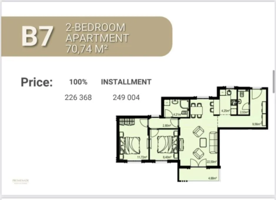 Sale, one bedroom apartment, 28m², Bečići, Budva