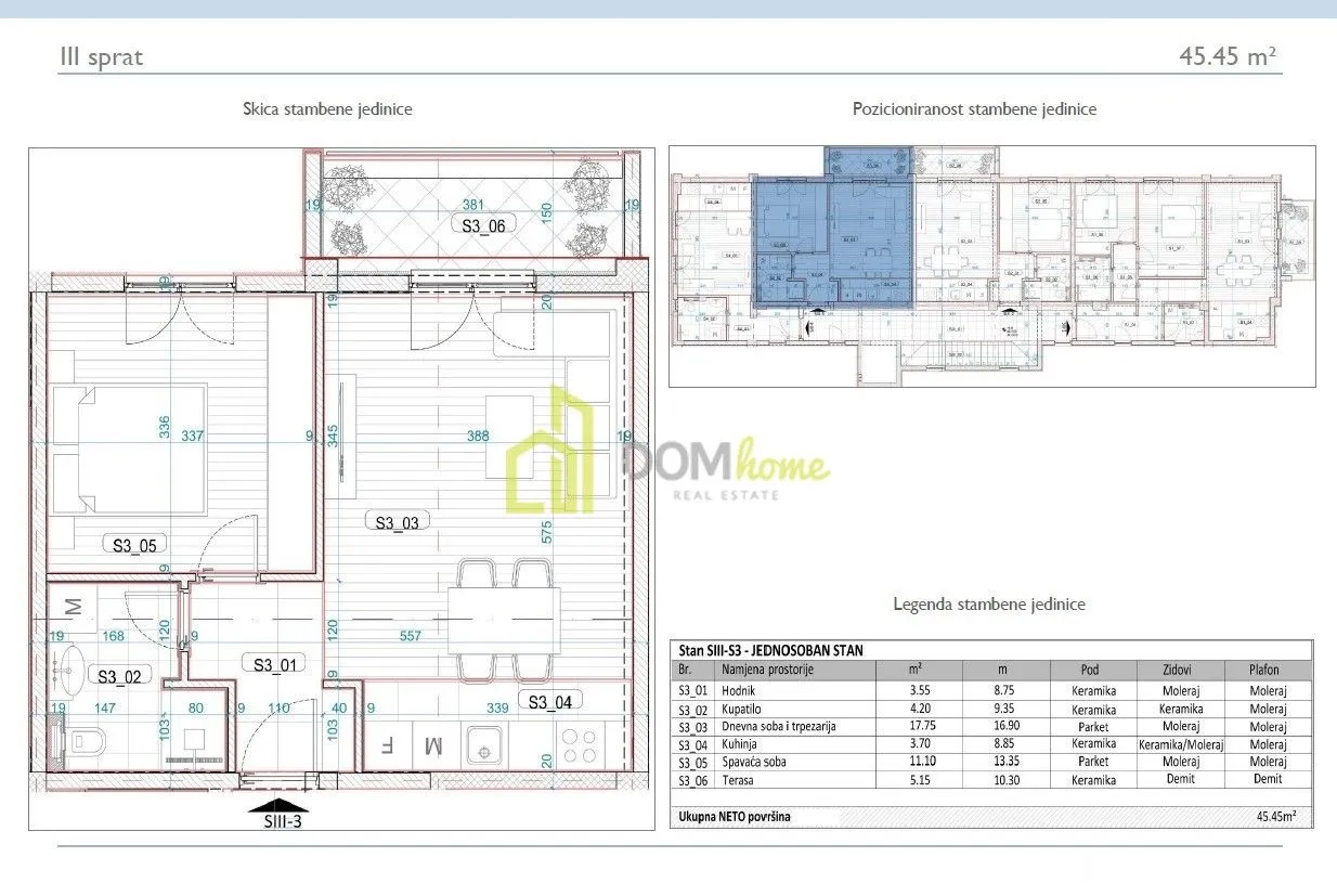 Prodaja, jednosoban stan, 45m², Momišići, Podgorica