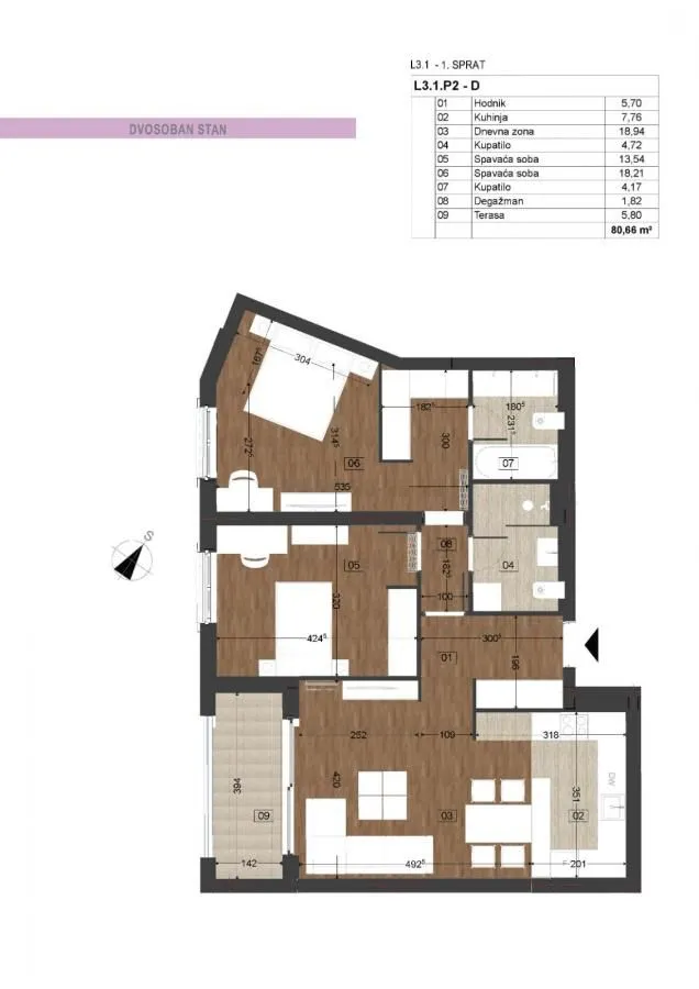 Prodaja, dvosoban stan, 80m², Podgorica, Crna Gora