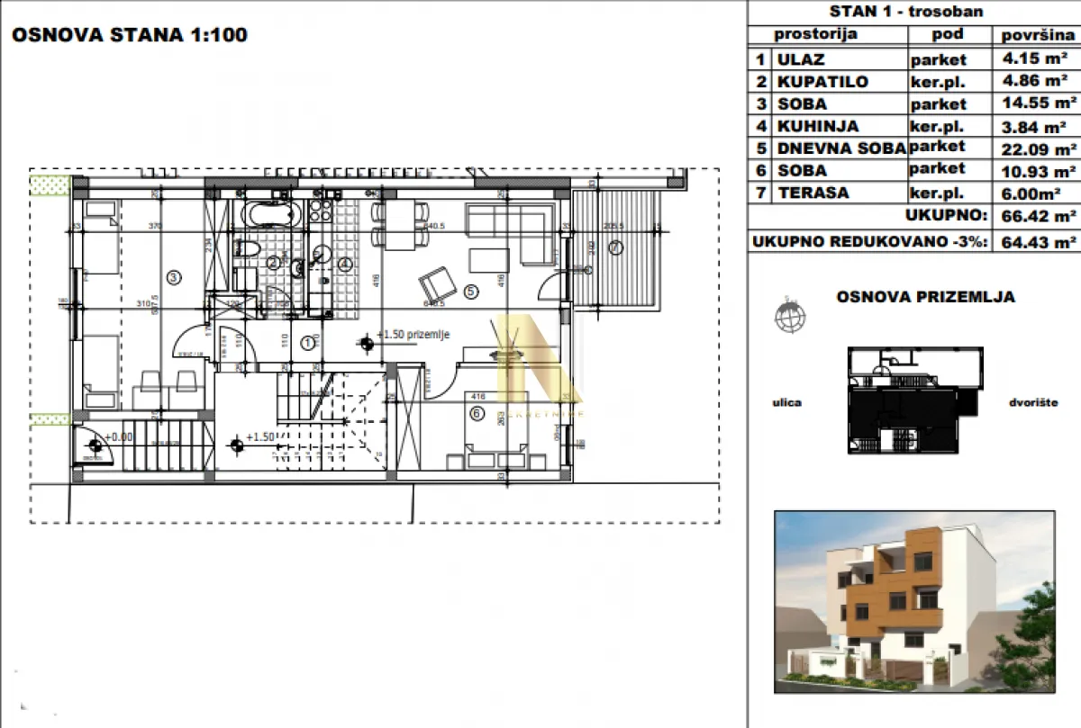 Prodaja, trosoban stan, 64m², Telep, Novi Sad Sve Podlokacije