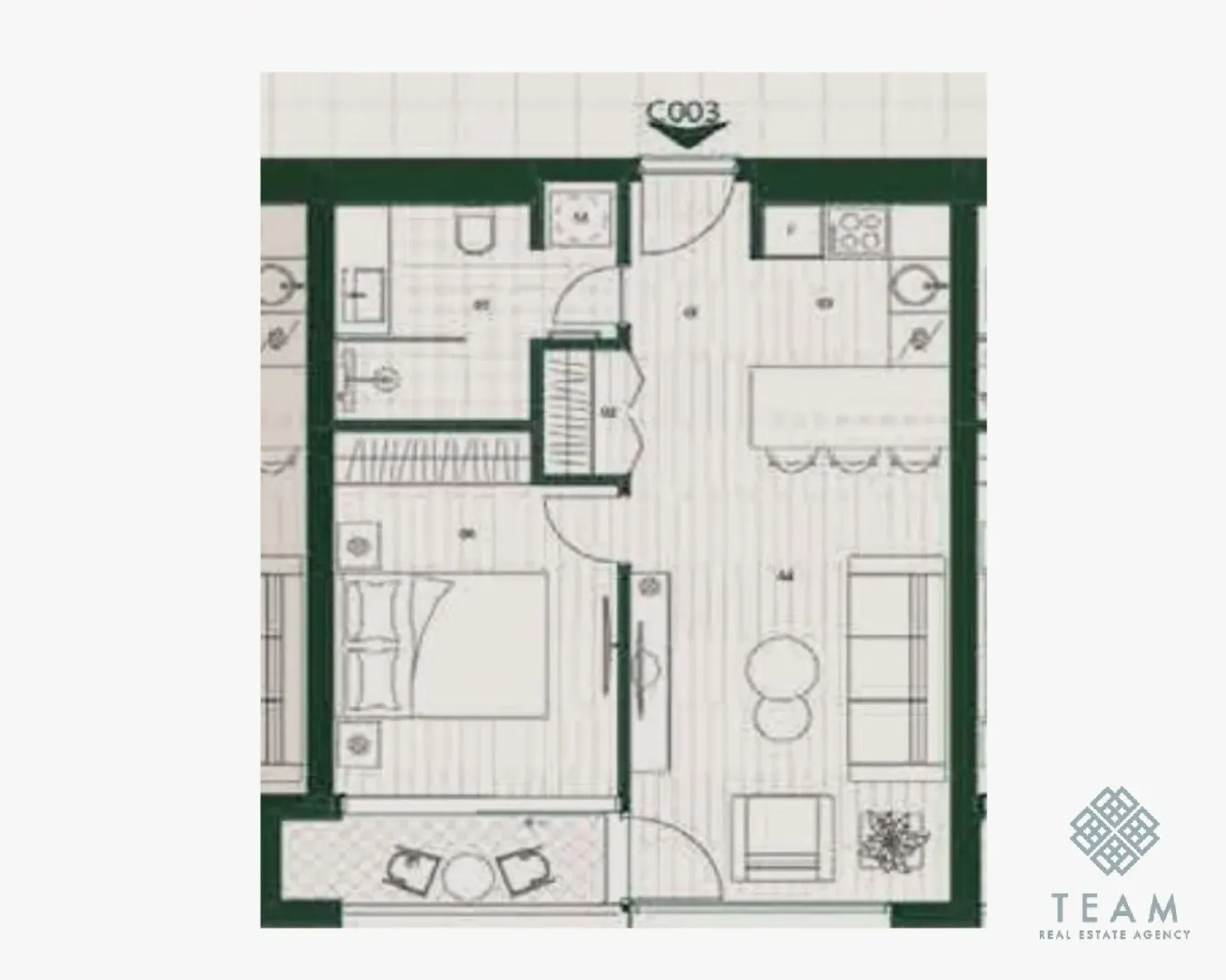 Prodaja, jednosoban stan, 44m², Mrčevac, Tivat