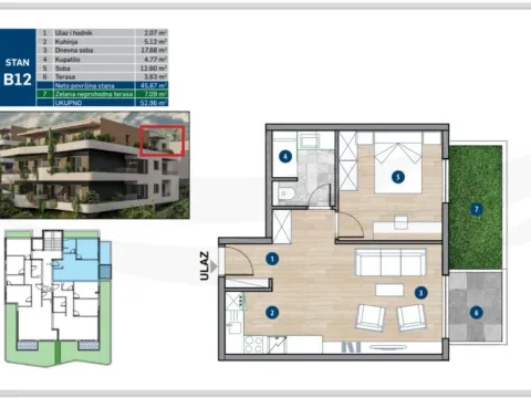 Sale, one bedroom apartment, 53m², Dobrota, Kotor - image 4