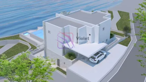3D prikaz moderne kuće sa bazenom i parkingom blizu mora. - image 14