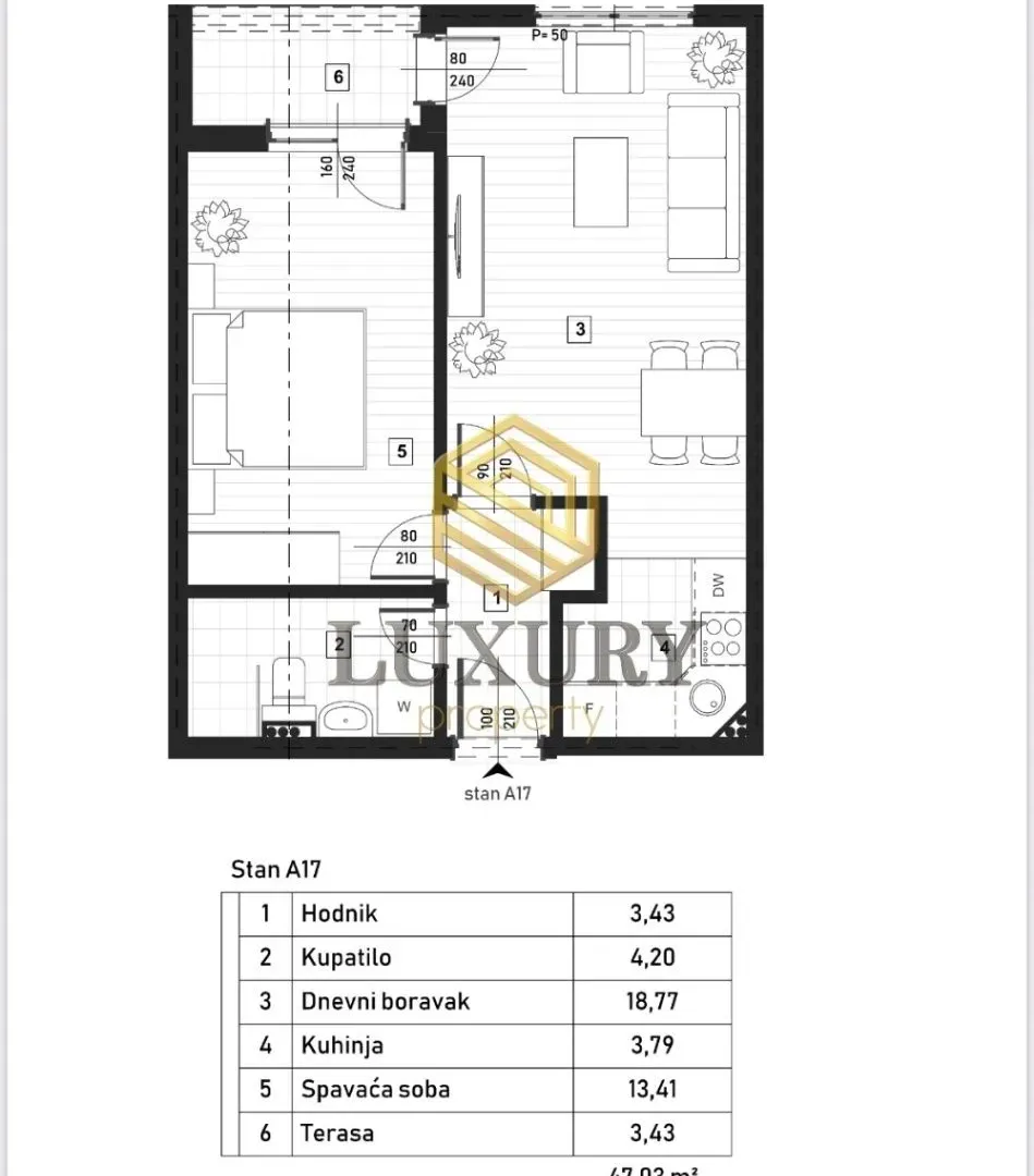 Prodaja, jednosoban stan, 47m², Zagorič, Podgorica