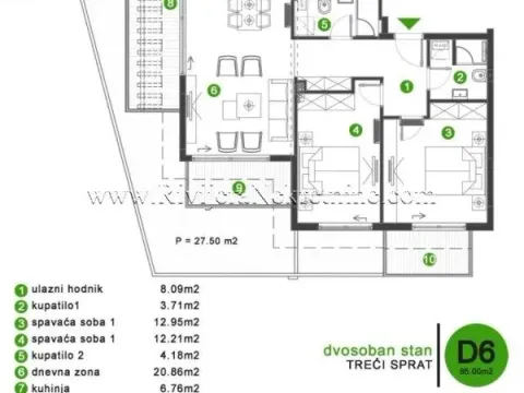 Sale, two bedroom apartment, 85m², Tivat, Crna Gora - image 3