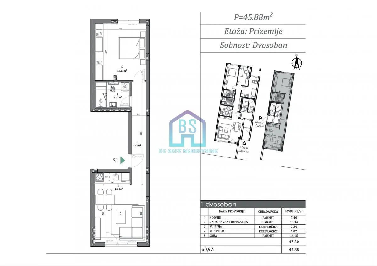 Prodaja, jednosoban stan, 46m², Telep, Novi Sad Sve Podlokacije