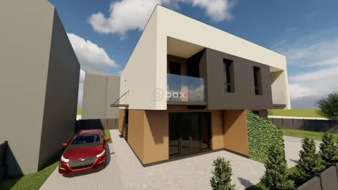 Spoljašnji izgled moderne kuće sa dvorištem i parkingom. - image 3