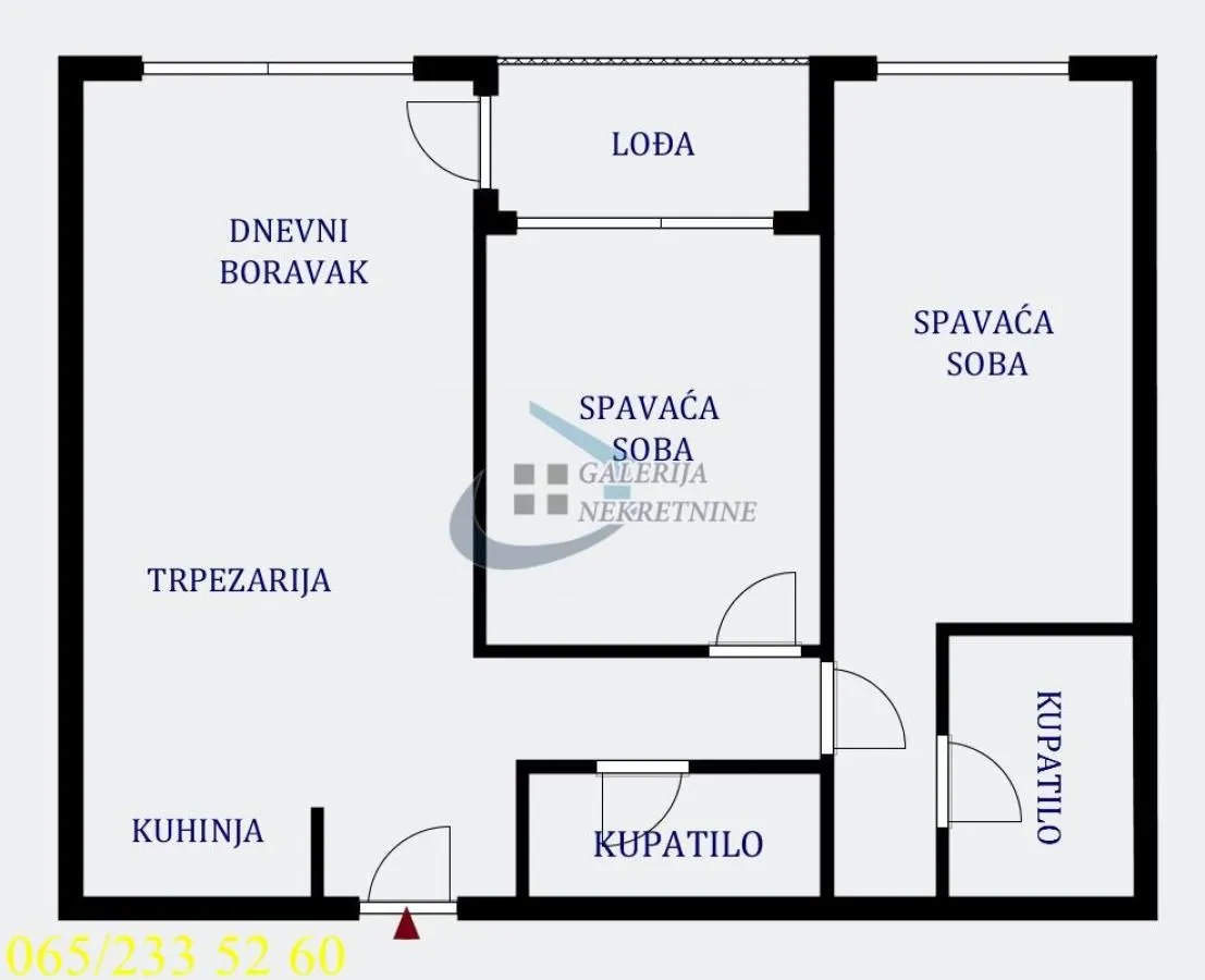 Osnova stana sa rasporedom prostorija.