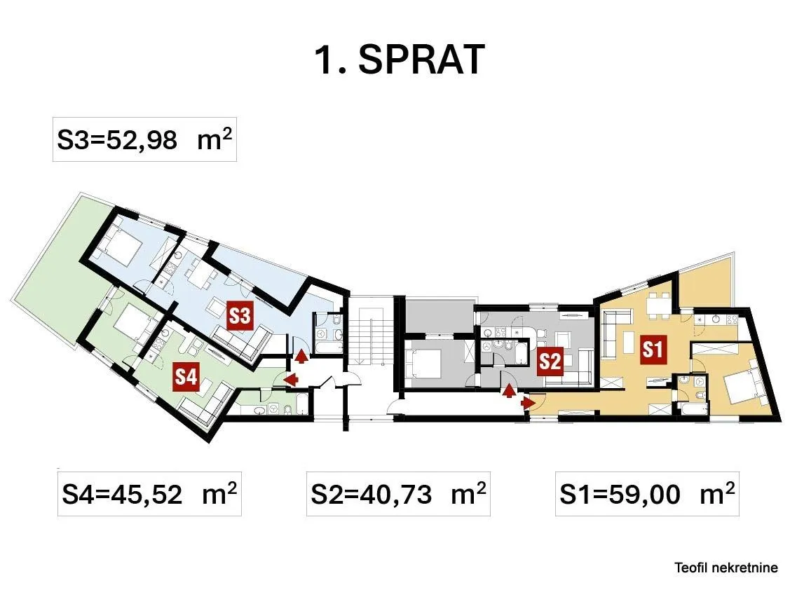 Prodaja, dvosoban stan, 59m², Trebinje, Kuršumlija