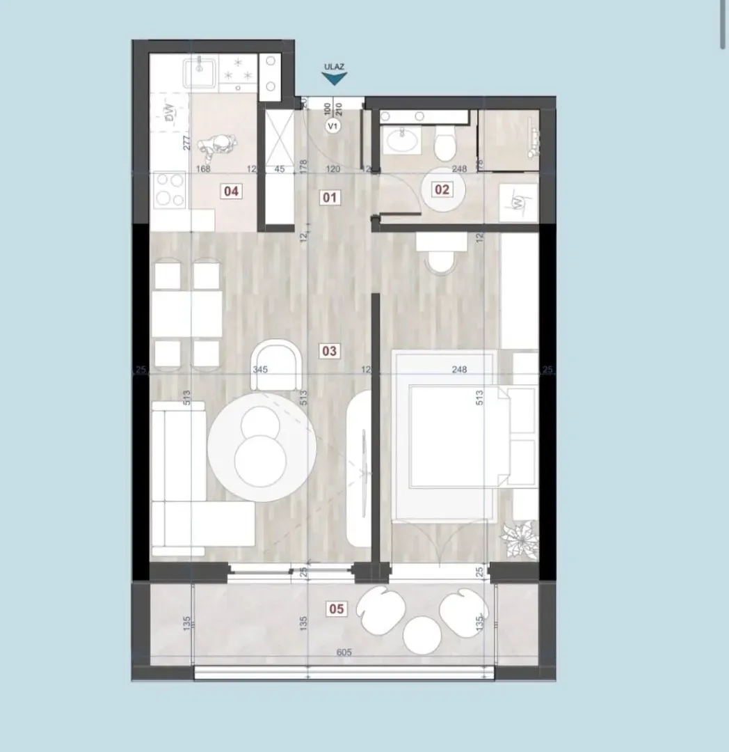 Prodaja, jednosoban stan, 51m², Bjeliši, Bar