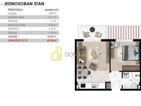 Prodaja, jednosoban stan, 46m², Momišići, Podgorica - image 7