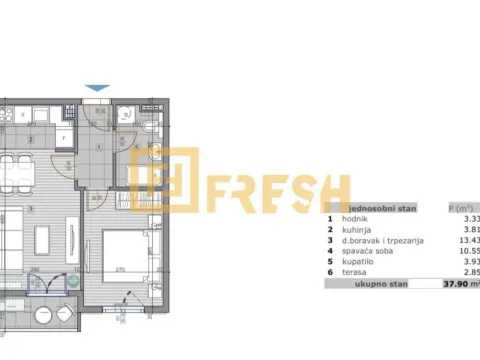 Prodaja, jednosoban stan, 37m², Stari Aerodrom, Podgorica - image 3