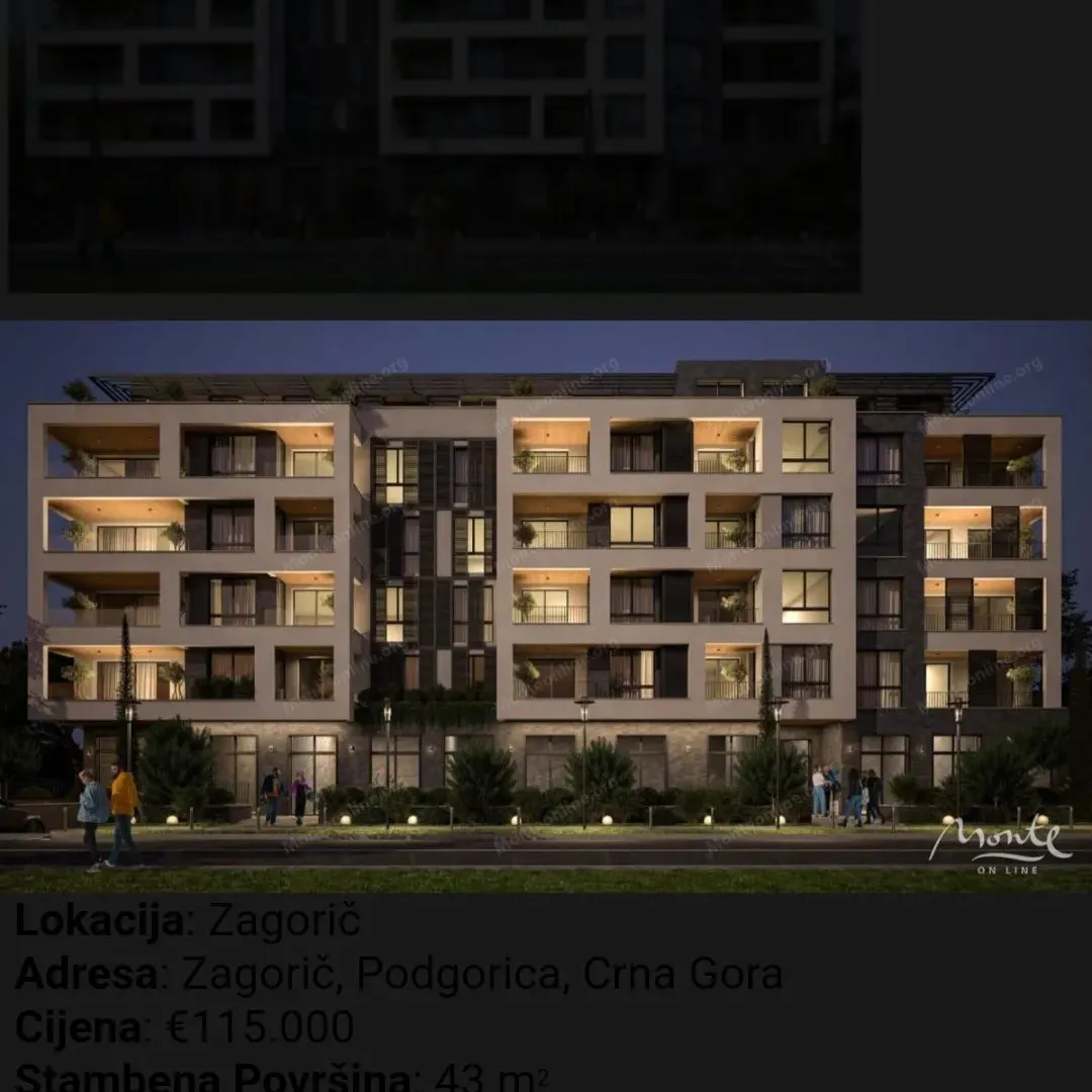 Prodaja, jednosoban stan, 43m², Zagorič, Podgorica