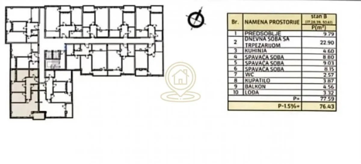 Sale, four bedroom apartment, 77m², Pantelej, Niš