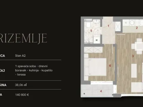 Sale, two bedroom apartment, 59m², Muo, Kotor - image 5