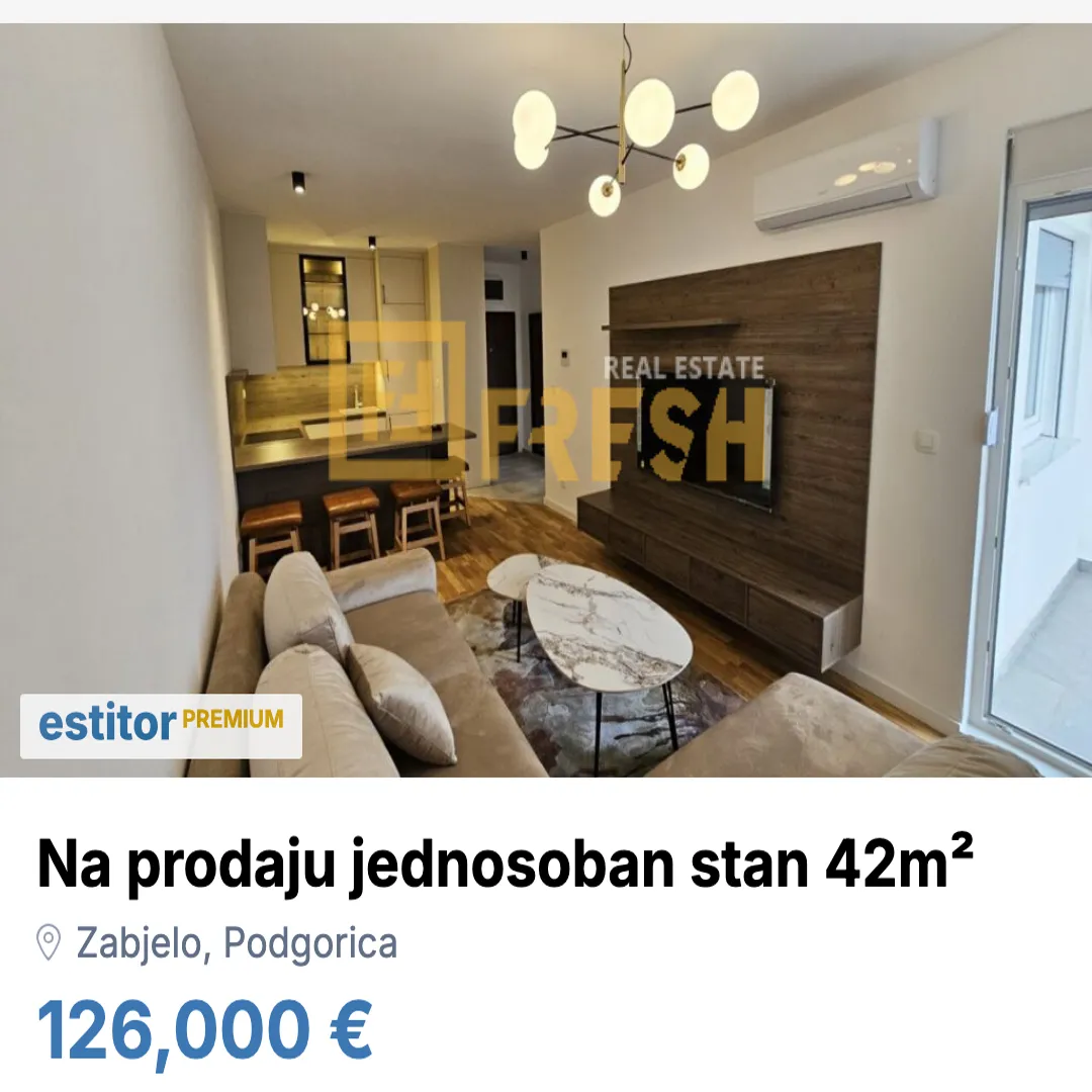 Prodaja, jednosoban stan, 42m², Zabjelo, Podgorica