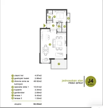 Prodaja, jednosoban stan, 66m², Opatovo, Tivat - image 7